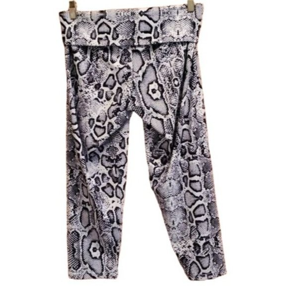 EXOTICA XL YOGA PANTS SNAKE PRINT BLACK & WHITE HIGH COMPRESSION - Picture 2 of 4